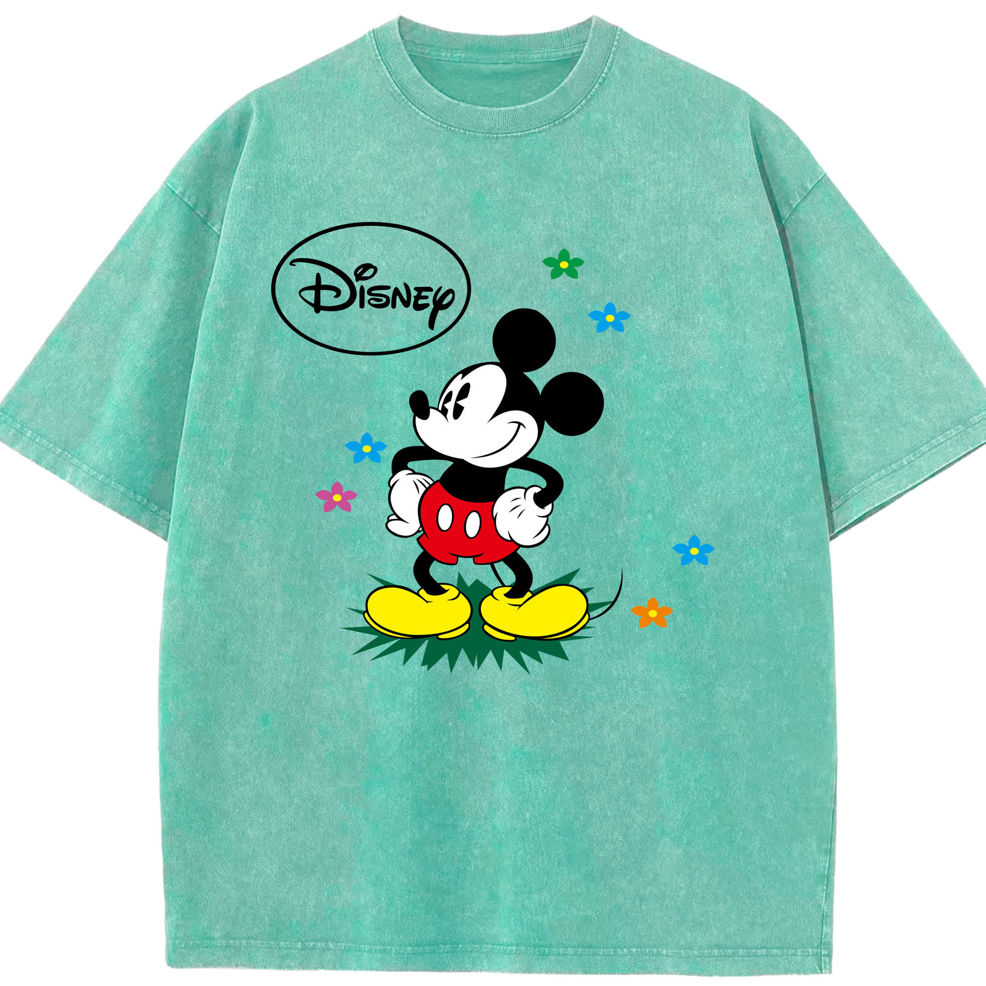 （画像用） ミッキーマウス Mickey Mouse 綿100% ヴィンテージ風 半袖Tシャツ（フロントプリント）